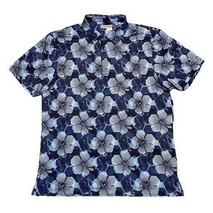 PGA Golf Polo Mens L Multi Floral Stretch Performance Athletic Fit Shirt